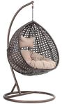 DEVOKO Outdoor Indoor Balcony, Garden, Porch, Back Yard, Living Room, Bed Room, Terrace, Jhula Patio Rattan and Wicker Unique Design Single Seater Swing for Adult and Child (Dark Brown &Cream)