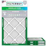 Filterbuy 12x34x1 Air Filter MERV 8 Dust Defense (3-Pack), Pleated HVAC AC Furnace Air Filters Replacement (Actual Size: 12.00 x 34.00 x 0.75 Inches)