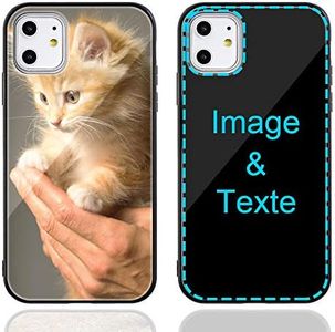MXCUSTOM Coque Personnalisee pour Apple iPhone 11, Personnalisable Anti-Rayures Verre Trempe Antichoc Souple TPU Etui Photo Image Texte Nom Cover Housse (GHS-BK-P1)