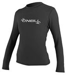 O'Neill Wetsuits Women's Basic Skins Long Sleeve Rash Vest, Black, M UK