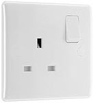 BG Electrical 821-01 Single Pole Single Switch Power Socket, White Moulded, 13 Amp