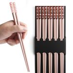 Reusable Fiberglass Chopsticks, Multicolor Chopsticks 5 Pairs, Chinese Japanese Chop Sticks Dishwasher Safe Non-Slip Chopsticks Gift Set 9.5 Inch