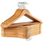 GRANDMA SHARK 20 Pack Wooden Coat Hangers, Strong Wood Hanger, with 360° Hook, Transparent Non-slip Strip and Shoulder Notches for Suspenders, Coats, Jackets, Suits (Natural)