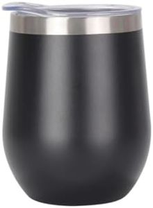 Gteller 12 oz Stainless Steel Wine Tumbler Stemless Glasses with Lid, Double Wall Insulated Travel Mug Perfect for Wine, Coffee, Drinks, Champagne, Cocktails(Black)