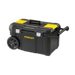 STANLEY Rolling Toolbox Chest with Heavy Duty Metal Latch, 2 Lid Organisers for Small Parts, Portable Tote Tray for Tools, STST1-80150