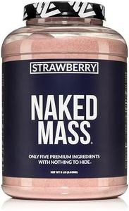 Naked Strawberry Mass - 1,500 Calories, 50G Protein, Nothing Artificial. Strawberry Weight Gainer Protein Powder - 8lb Bulk, GMO Free, Gluten Free & Soy Free