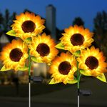 YShengMian Solar Lights Outdoor for Garden Decor - Upgraded 2 Pack with 6 Sunflower Lights, Waterproof Solar Outdoor Lights Auto ON/Off Solar Decorative Lights for Garden, Patio, Backyard