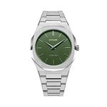 D1 Milano Stainless Steel Ultra Thin Analog Green Dial Men Watch-Utbj06, Silver Band