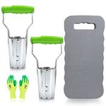 Colwelt Bulb Planter Set 4Pcs, Includes 2 Bulb Planters with Depth Markers and Automatic Soil Release, 1 Kneeling Pad, 1 Garden Gloves, Great Bulb Transplanter for Planting Tulips, Daffodils, Dahlias