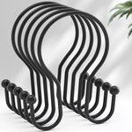 AmazerBath Shower Curtain Hooks, Black Shower Curtain Rings, Simple Double Hook Shower Curtain Hooks Rust Proof, Smooth Sturdy Metal Shower Hooks for Shower Curtain Rod, 12 Pcs Shower Rod Hooks