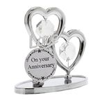 Crystocraft Keepsake Chrome Plated Anniversary Ornament - Love Hearts - Swarvoski Crystal Elements