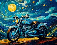 TUMOVO DIY Paint by Number Motorcycle Under The Stars Paint by Numbers for Adults Abstract Adult Paint by Numbers Kids on Canvas Wall Art Paint by Numbers for Adults Beginner 16x20 inch