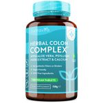 Herbal Colon Cleanse Complex - 120 Vegan Tablets - Enriched with Aloe Vera, Psyllium Husk Extract & Calcium - Natural Colon Cleanser with Friendly Bacteria, Ginger Root, ACV & Cayenne - Nutravita