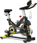 pooboo Exercise Bike, Adjustable Magnetic Resistance Silent Belt Drive, Indoor Cycling Bike for Home Cardio Gym, Fitness Stationary Bike Machine with 350lbs/300lbs Weight Capacity, Monitor with Pulse & Ipad Mount &Upgraded Version Seat