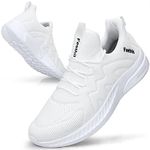 Feethit Mens Sneakers Casual Non Slip Walking Sneakers Comfortable Slip on Tennis Running Shoes for Gym Jogging White 12