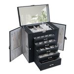 V-LAFUY Large Jewelry Box, Jewelry Boxes for Women Large Jewelry Organizers and Storage Black