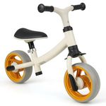 COSTWAY Baby Balance Bike, No Pedal Infant Ride on Walker with Adjustable Seat Height, Limited Steering & 2 Widened EVA Wheels, Toddlers Push Bicycle for 1-2 Years Old (White+Black+Orange)