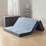 Slomix Portable Tri-Fold Mattress with Storage Bag 6 Inch Queen Size Removable Breathable Cover Foldable Mattress for Home Travel Comfortable Support Grey 58×78×6 Inches