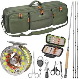 QualyQualy Fly Fishing Rod and Reel Combo Starter Kit,Fly Rod Carrier Bag Fits 4 Piece Lightweight Travel Fly Rod with CNC-Machined Reel 5/6, Fly Fishing Flies & Tools
