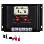 ECO-WORTHY Solar Charge Controller 60A 12V/24V PWM, Solar Panel Battery Regulator with Built-in Smart Chip Adjustable Parameters LCD Display for Li-ion, Lead-Acid and Gel Batteries