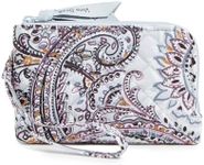 Vera Bradley Women's Cotton Double Zip ID Case Wallet with RFID Protection, Soft Sky Paisley, One Size