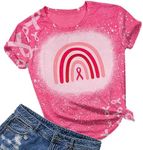 Cancer Shirt Women Breast Cancer Shirts Pink Ribbon Breast Cancer Awareness Rainbow T-Shirts Cancer Short Sleeve Tops, Tie-dye Pink, XX-Large