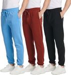 Real Essentials 3 Pack Mens Sweatpants for Men Joggers Pockets Adult Workout Pants Gym Fleece