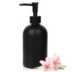 Top-spring 14 Oz Glass Soap Dispenser Black - Refillable Lotion Hand Soap and Dish Soap Dispenser for Kitchen Sink Bathroom Shower