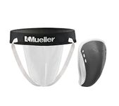 Mueller Sports Medicine Adult Athletic Supporter with Flex Shield Cup, White/Gray, Large