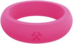 QALO Women's Rubber Silicone Ring, Classic Pick Axe Q2X Silicone Wedding Ring for Women, Breathable, Durable Engagement Silicone Band, 5.5mm Wide 2.5mm Thick, Pink, Size 4