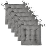 OVOV 6 Pack Chair Cushions for Dining Chairs Soft Seat Cushions for Kitchen Desk Chairs Square Chair Pads with Ties (15.5"x15.5" Light Grey)