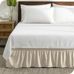 Bare Home Wrap Around Bed Skirt - Adjustable and Ruffled - 15-inch Tailored Drop - Easy Fit - Machine Washable (Twin XL, Sand)