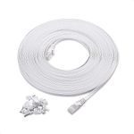 Cable Matters Cat6 Network Cable, Long Flat Ethernet Cable 15m in White with Nail-in Cable Clips