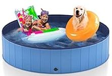 Heeyoo Foldable Dog Pool for Large Dogs, Portable Hard Plastic Dog Swimming Pool, Outdoor Collapsible Pet Bathing Tub for Dogs and Cats, 71 x 12 Inches