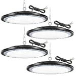 DIKHEE 4 Pack LED High Bay Light, 150W High Bay LED Shop Light with 1M Power Cable, 15000lm 6500K Super Bright UFO LED High Bay Light, IP65 Waterproof Commercial Bay Lighting for Warehouse, Garage