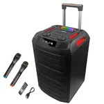 Takara T 9090 Karaoke Speaker Trolley Portable Multimedia Bluetooth; Audio Recording; USB; SD; TF; AUX PA System with 2 Wireless UHF Mic; Remote Control; FM with New DJ LED Light (Black)