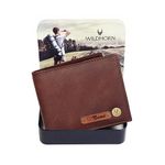 WildHorn Customised Gifts For Men | Personalized Leather Wallet For Mens -Name/Logo Printed On Wallet I Unique Birthday Anniversary Gift For Men Boy Love Husband Employees Clients, Brown