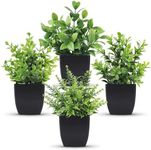 Der Rose Set of 4 Pack Small Fake Plants Mini Artificial Faux Plants Indoor for Bathroom Farmhouse Room Table Decor