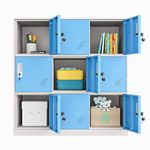 MECOLOR 9 Door Metal Locker, Office Cabinet Locker,Living Room and School Locker Organizer,Home Locker Organizer storage for Kids(Blue, 9D)