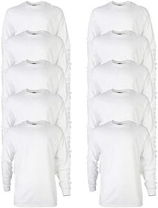 Gildan Men's Ultra Cotton Long Sleeve T-Shirt, Style G2400, Multipack, White (10-Pack), Medium