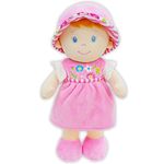 June Garden 12" Soft Dolly Emilia - Stuffed Soft Baby Doll Gift for 1 2 3 Year Old Girls - Pink Dress