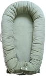 CooCooBaby Deluxe Infant Lounger, Baby Nest Cover for Baby Girls & Boys, Newborn Essentials for Baby 0-12 Months, 100% Cotton, Co Sleeper Portable Travel Bed (Sage Green)