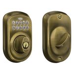 Schlage BE365 PLY 609 Plymouth Keypad Deadbolt, Antique Brass