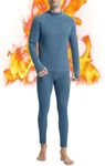 Runhit Thermal Underwear for Men Long Johns Fleece Lined Base Layer Set Mens Cold Weather Top and Bottom (Mockneck,Large,Blue)