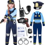 YADIYA Police Officer Costume for Kids, Girls Cop Police Costume for Kids, Halloween Costumes for Girls