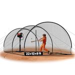 VEVOR Baseball Batting Cage, 22.2 x 12.1 x 7.9 FT Freestanding Portable Batting Cage, Hitting Cages with 4-Ply Knotless Polyester & Pitching Machine Opening, Battings Cages Netting for Indoor Outdoor