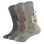 Vihir 3 Pack Men's Thermal 80% Merino Wool Hiking Calf Tube Socks Crew Sock for Skiing, Trekking, Hiking（MIX,7.5-10.5