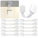 Cheeky Monkey® (10 Pack) with Extra Adhesive Premium Child Locks for Cupboards, Child Proof Drawer Locks, Cabinet Locks Baby Proofing with No Drilling, Adjustable, Cupboard Locks for Children