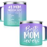 SANDJEST Mom Tumbler 14oz Insulated Coffee Mug with Handle Best Mom Ever Gift Mother Stainless Steel Travel Mug Gifts for Moms Mama Mother Birthday Christmas Valentines