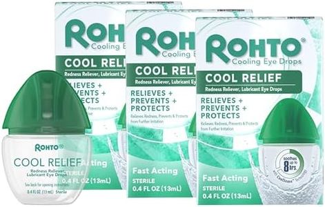 Rohto Cool Relief, Redness Reliever Lubricant Eye Drops, Relieves Redness, Prevents and Protects Further Irritation, Cools and Soothes Red, Dry, Itchy Eyes, Fast-Acting Formula, 0.4 fl oz (Pack of 3)